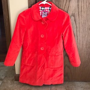 Girls red velvet dress coat